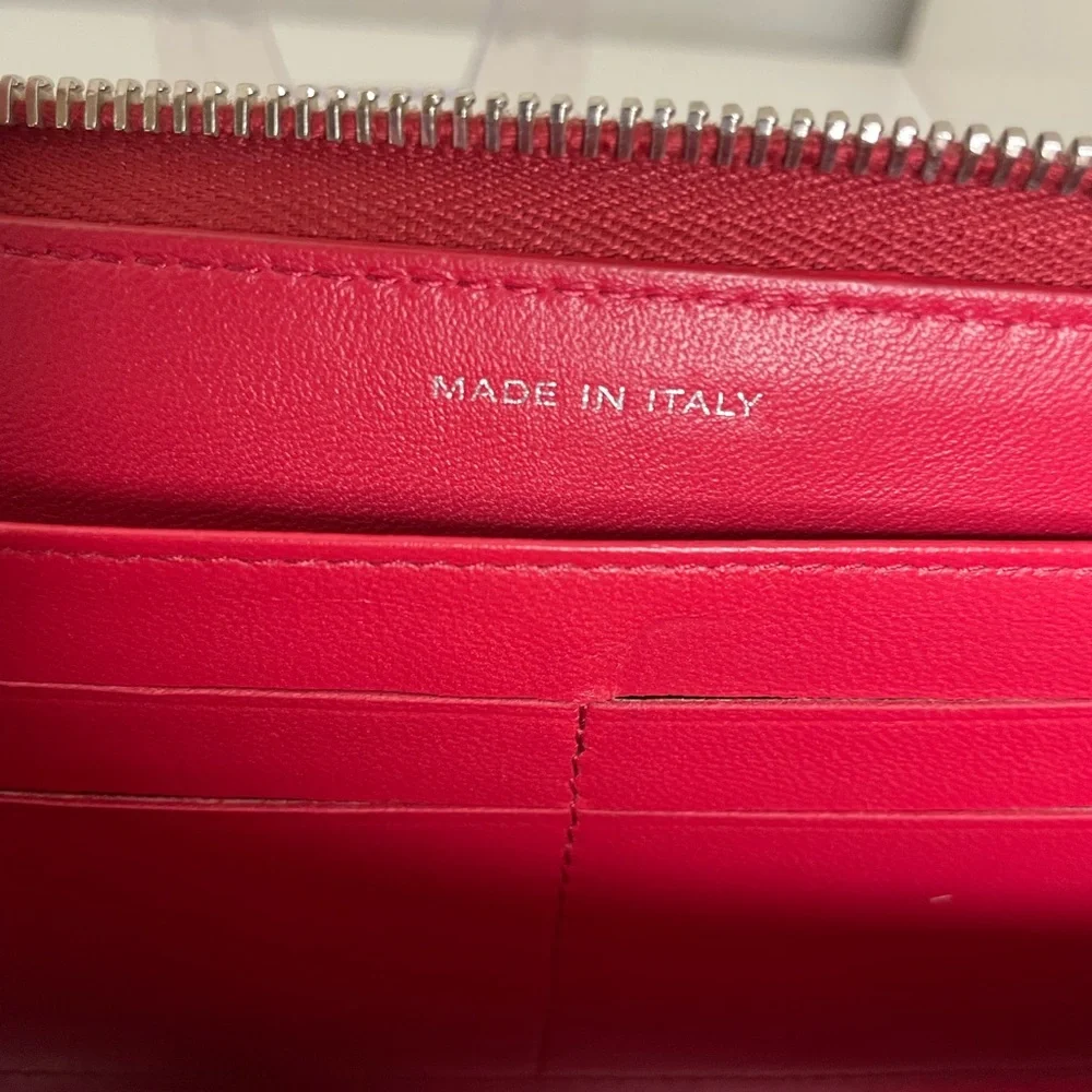 Chanel Lambskin Multi Size Quilted Zip Around Wallet Red EXTREMELY RARE